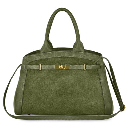 Italian Genuine Suede & Calf Leather Top-Handle Bag 333155