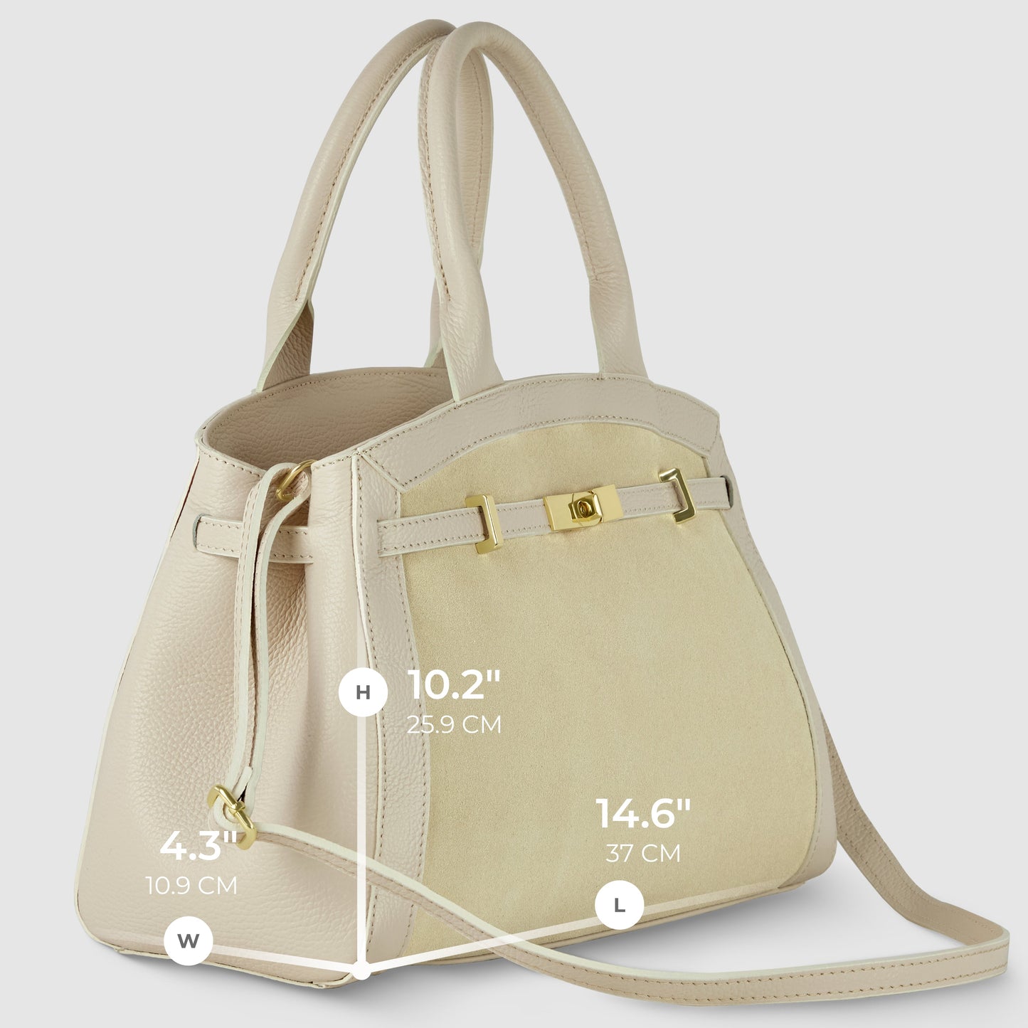Italian Genuine Suede & Calf Leather Top-Handle Bag 333155