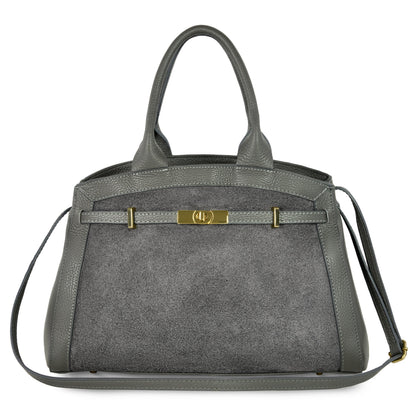 Italian Genuine Suede & Calf Leather Top-Handle Bag 333155