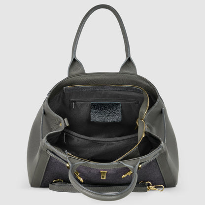 Italian Genuine Suede & Calf Leather Top-Handle Bag 333155