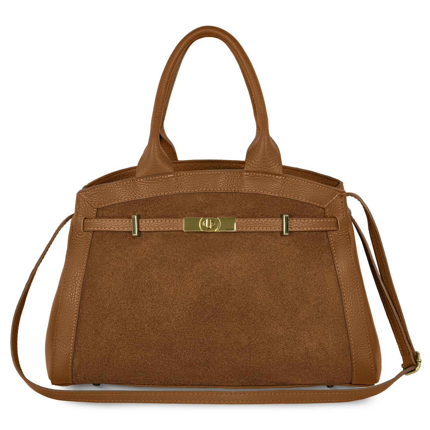 Italian Genuine Suede & Calf Leather Top-Handle Bag 333155