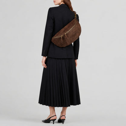 Italian Genuine Suede Crossbody Bag 211955