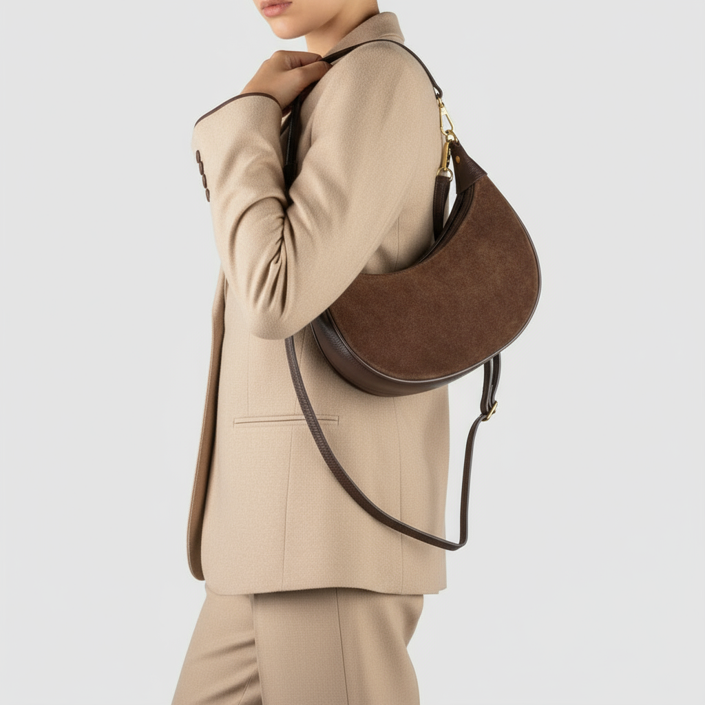 Italian Genuine Suede & Calf Leather Shoulder Bag 222024