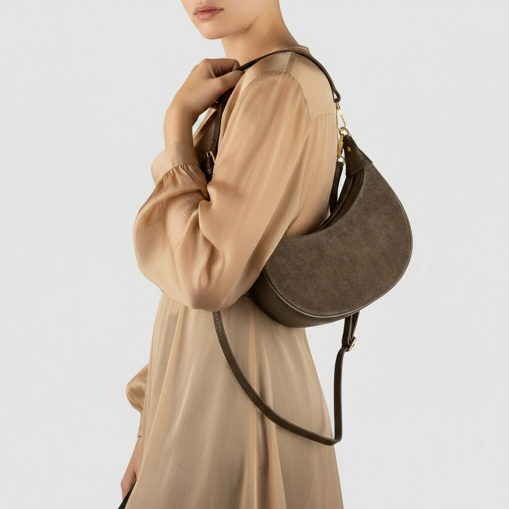 Italian Genuine Suede & Calf Leather Shoulder Bag 222024