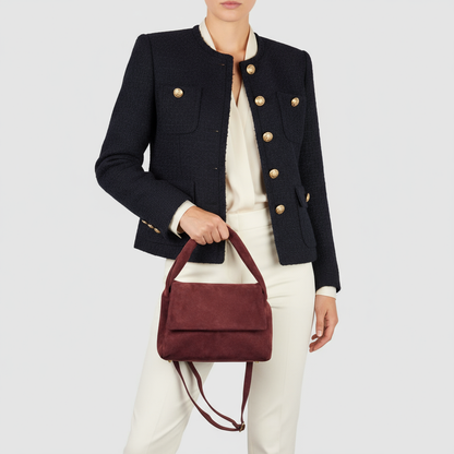 Italian Genuine Suede Top-Handle Bag 262495