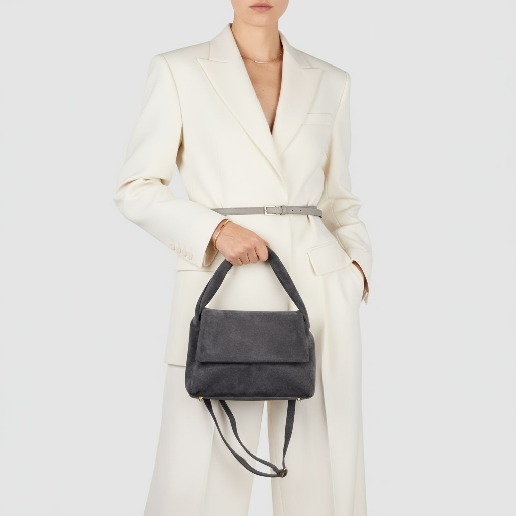 Italian Genuine Suede Top-Handle Bag 262495