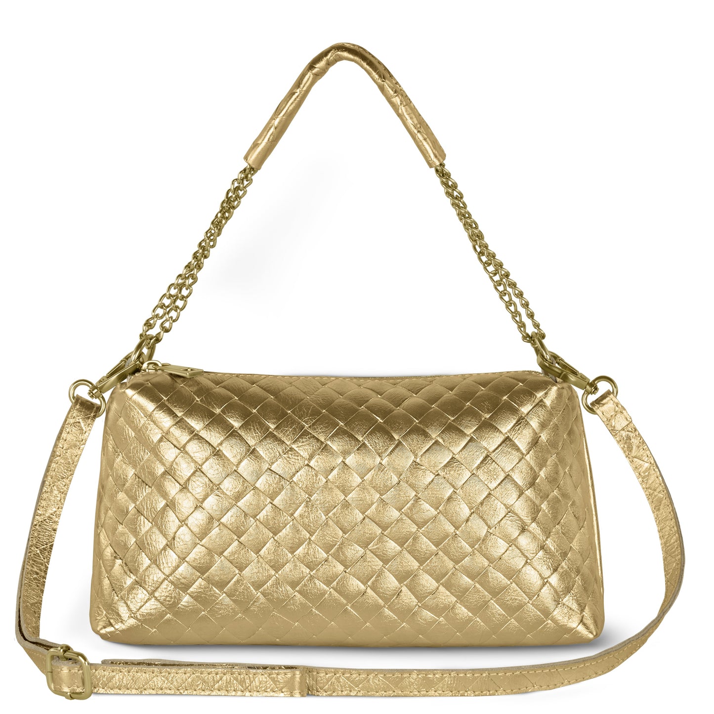 Italian Genuine Weave Metallic Suede Crossbody Bag 171522