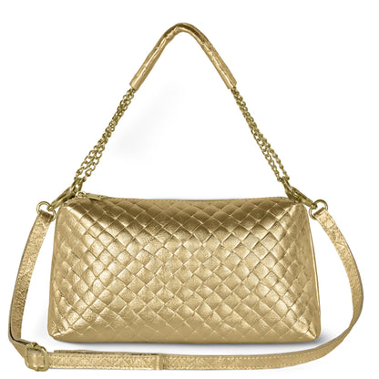 Italian Genuine Weave Metallic Suede Crossbody Bag 171522