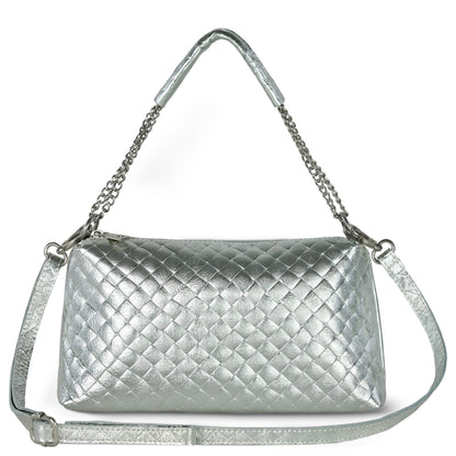 Italian Genuine Weave Metallic Suede Crossbody Bag 171522