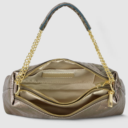 Italian Genuine Weave Metallic Suede Crossbody Bag 171522