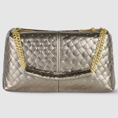 Italian Genuine Weave Metallic Suede Crossbody Bag 171522