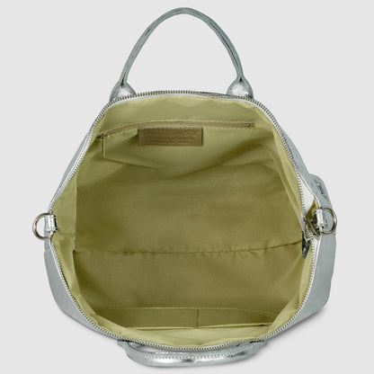 Italian Genuine Weave Metallic Suede Top-Handle Bag 112334