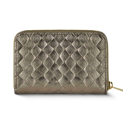 Italian Genuine Weave Metallic Suede Wallet 650988