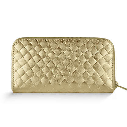 Italian Genuine Weave Metallic Suede Wallet 651088