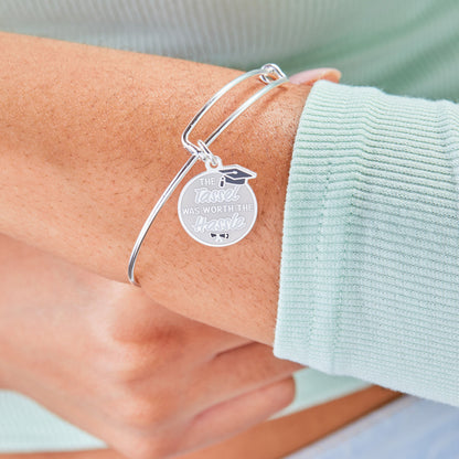 'The Tassel was Worth the Hassle' Graduation Charm Bangle