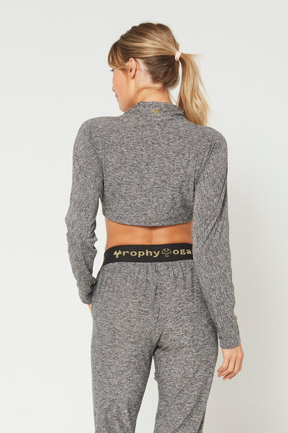 Light Heather Mock Neck Crop Top Made in USA