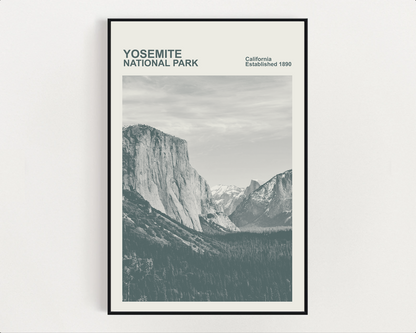 Yosemite National Park Print, Monochrome